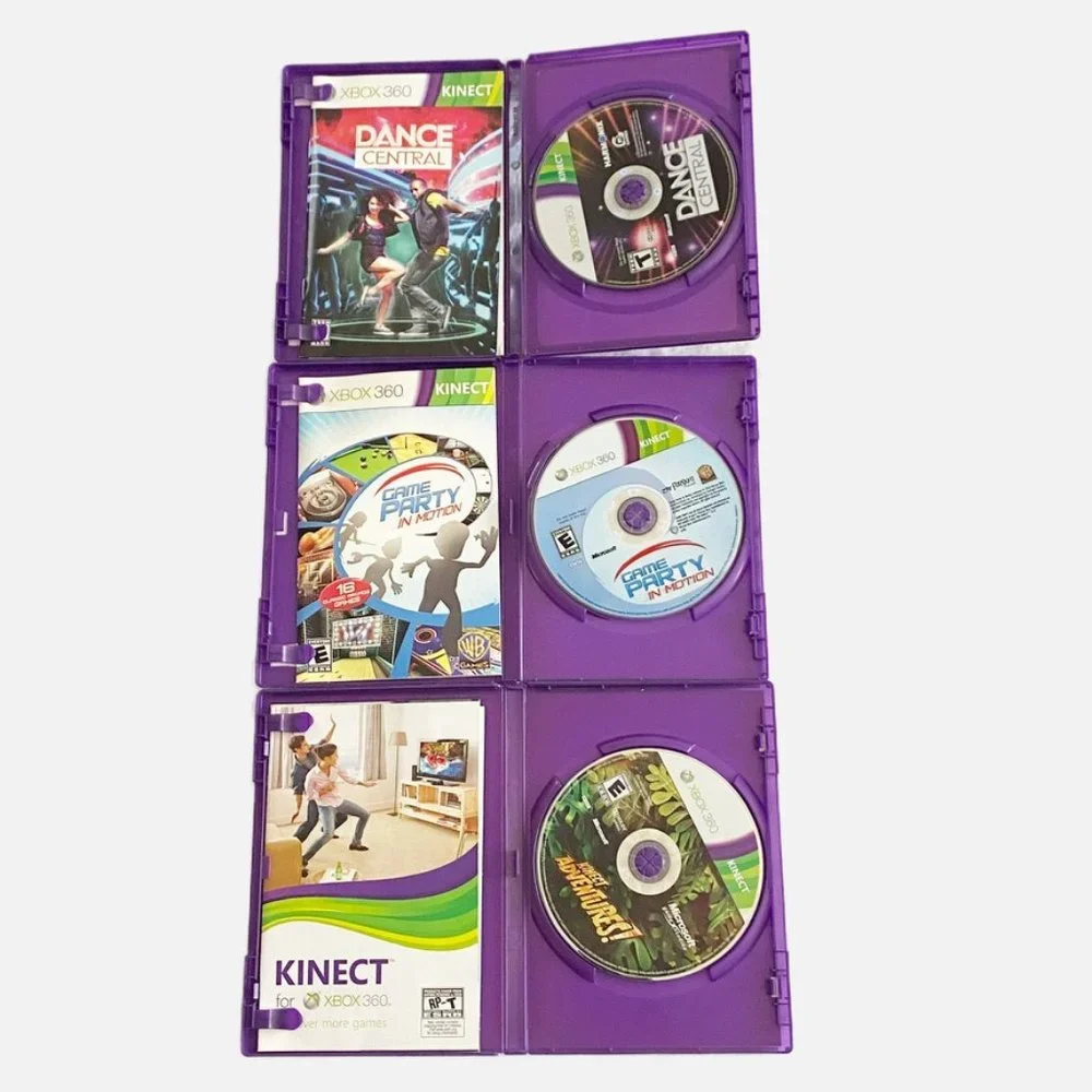 Xbox 360 Kinect Games (Dance Central, Kinect Adventures, & Game Party in Motion)